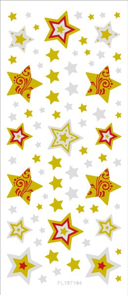 Glitter-Sticker X-Mas, 5 Blatt sortiert