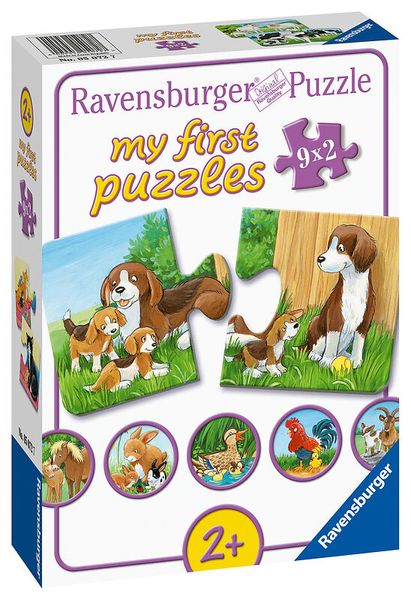 RAVENSBURGER my first puzzles: Tierfamilien auf dem Bauernhof, 9 Kinderpuzzles mit 2 Teilen, ab 2 Jahre