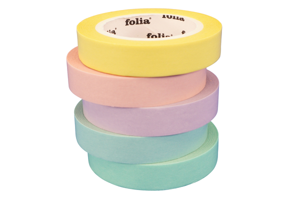 Washi Tape, Pastell, 4x10m, 5 Rollen