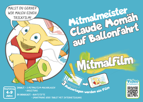 Mitmalfilm DIN A5 „Mitmalmeister Claude Momäh auf Ballonfahrt“