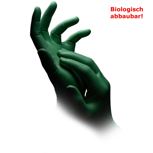 Handschuhe Nitril, puderfrei, biologisch abbaubar, Gr. L, 100 Stk., grün