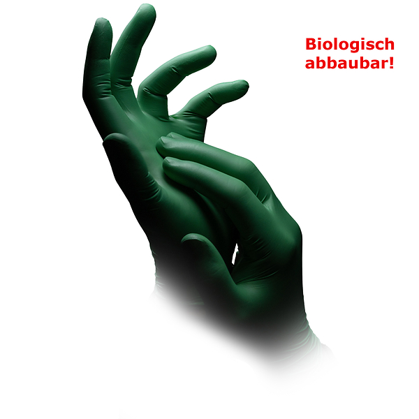 Handschuhe Nitril, puderfrei, biologisch abbaubar, Gr. M, 100 Stk., grün