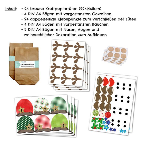 Geschenktüte "Rentier", 24 Sets