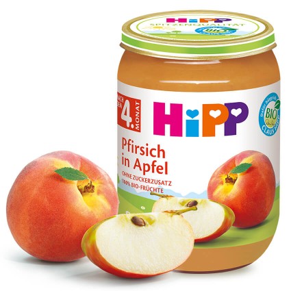 HIPP Pfirsich in Apfel (nach dem 4. Monat), 6x190 g