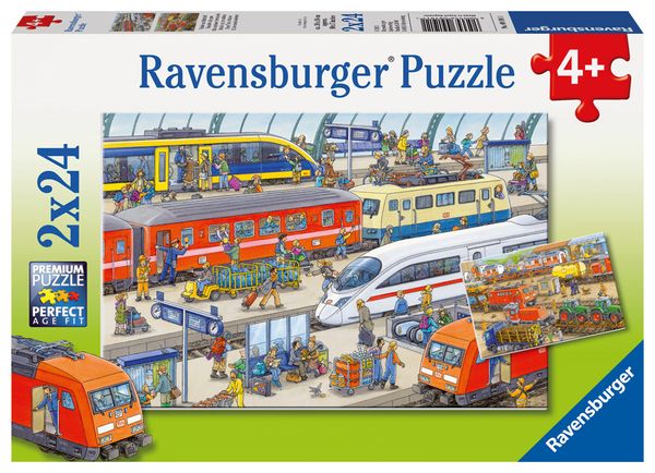 RAVENSBURGER Puzzle Trubel am Bahnhof, 2 x 24 Teile, ab 4 Jahre