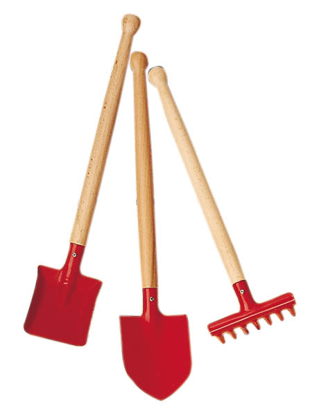 Gartengeräte-Set, 3-tlg, 39 cm Länge, rot