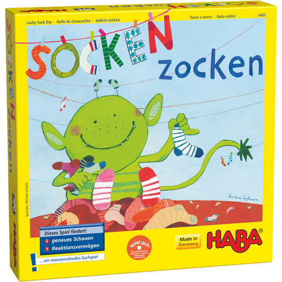 HABA Socken zocken - Reaktionsspiel, ab 4 Jahre, Spieldauer 10 Minuten 