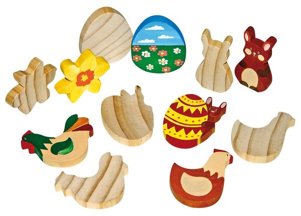 Holzfiguren Ostern zum Verzieren, 12er Set