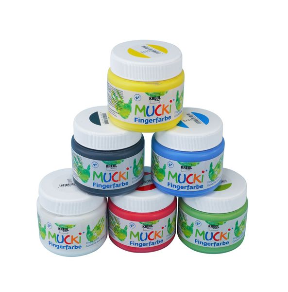 MUCKI Fingerfarbe, 6x150ml, 6 Farben 