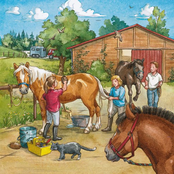 RAVENSBURGER Puzzle Mein Reiterhof, 3 x 49 Teile, ab 5 Jahre