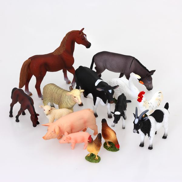 Bauernhof-Tiere, 14-teiliges Set, Größe 4 - 13 cm