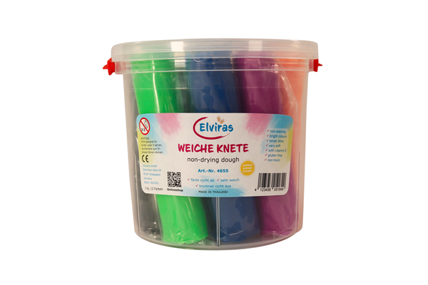 Weiche Knete, die nicht eintrocknet - 1kg mit 12 Farben