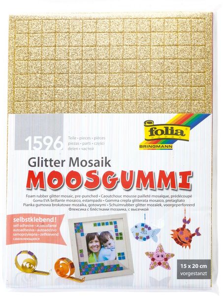 Glitter-Moosgummi MOSAIK vorgestanzt, 15x20 cm, 6 Bogen