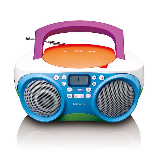 Lenco SCD-41 - Tragbares FM-Radio mit CD/MP3-Player für Kinder, USB-Anschluß, Kopfhöreranschluß, AUX-Eingang, bunt