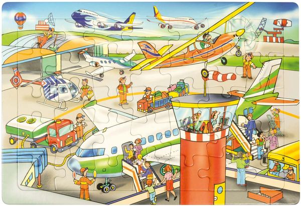 Puzzle Flughafen, 35 Teile aus Karton, ab 3 Jahre