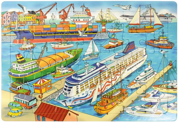 Puzzle Hafen, 35 Teile aus Karton, ab 3 Jahre