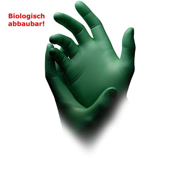 Handschuhe Nitril, puderfrei, biologisch abbaubar, Gr. L, 100 Stk., grün