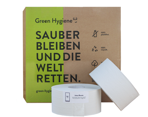 GREEN HYGIENE Palette - CO2-neutrales Jumbo-Toilettenpapier, JUTTA-RENATE, weiß, 2-lagig, 180 m, 480 Rollen