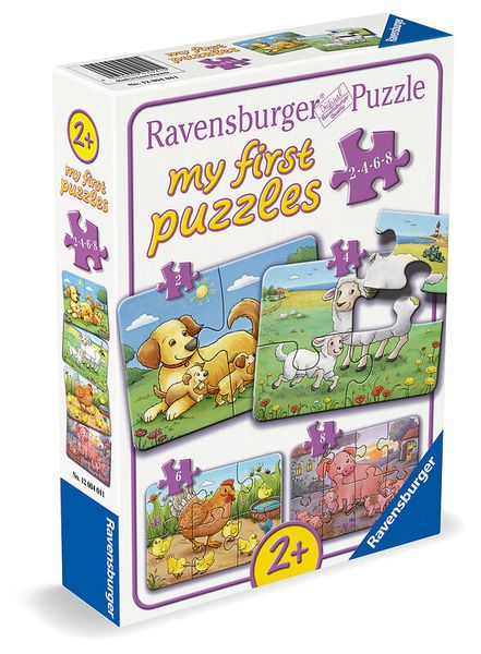 RAVENSBURGER my first puzzles: Kleine Bauernhoftiere, 4 Kinderpuzzles mit 2, 4, 6, 8 Teilen, ab 2 Jahre