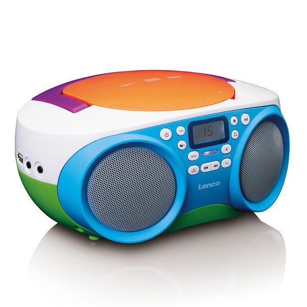 Lenco SCD-41 - Tragbares FM-Radio mit CD/MP3-Player für Kinder, USB-Anschluß, Kopfhöreranschluß, AUX-Eingang, bunt