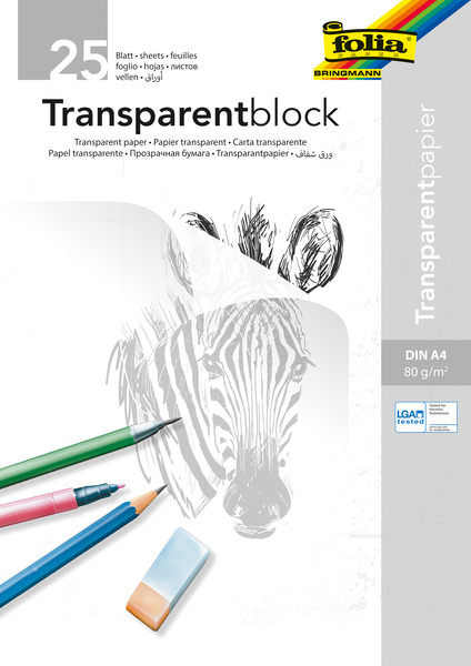 Transparent-/ Architektenpapier, DIN A4-Block, 25 Blatt