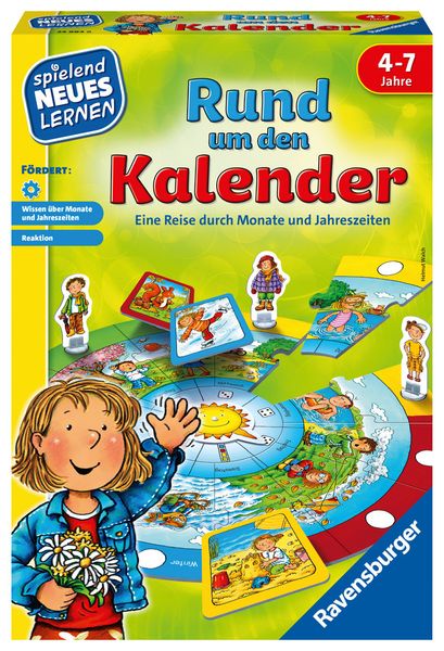 RAVENSBURGER Rund um den Kalender, Lernspiel, 2-4 Spieler, 4-7Jahre