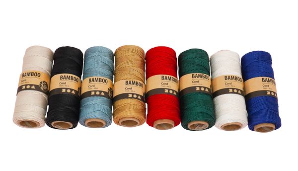 Bambuskordel, 100% Bambusfaser, 8 Rollen farbig sortiert, je 65 m