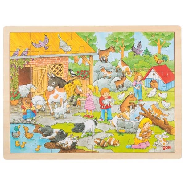 GOKI Einlegepuzzle Streichelzoo, Holz, 48 Teile, ab 3 Jahre