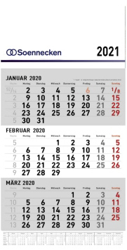 Wandkalender / 3 Monatskalender 2024