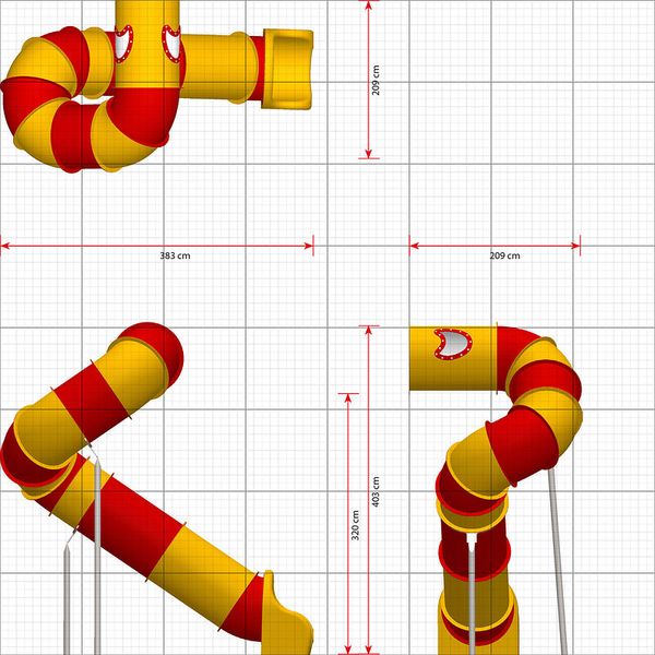 LEDON Röhrenrutsche mit einer Starthöhe von 320 cm