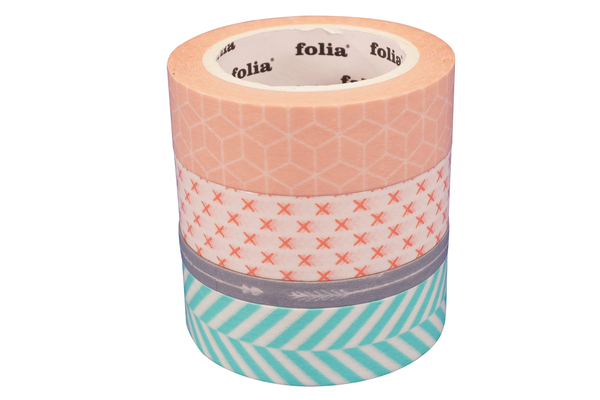 Washi Tape, Geometrisch, 4x10m, 4 Rollen