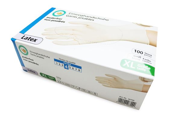 Handschuhe Latex, puderfrei, Gr. XL, 100 Stk.