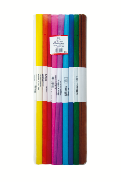 Werola Niflamokrepp, 50cm x 2m, sort.Farben, 10 Rollen