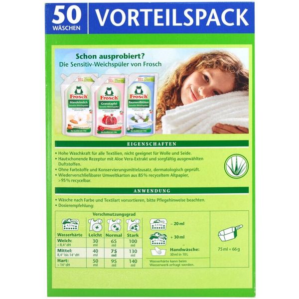 Frosch Aloe Vera Sensitiv Waschpulver, 3 x 3.300 g