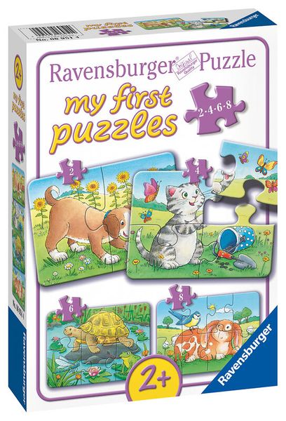 RAVENSBURGER my first puzzles: Niedliche Haustiere, 4 Kinderpuzzles mit 2, 4, 6, 8 Teilen, ab 2 Jahre