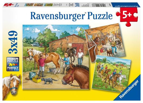 RAVENSBURGER Puzzle Mein Reiterhof, 3 x 49 Teile, ab 5 Jahre