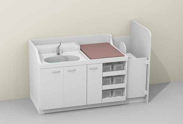 LOXOS Wickelkommode Standcreche 150 Bain mit fester Treppe, 220x90x90 cm 