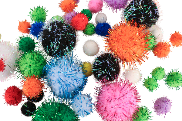 Pompons Mix glitzer, Ø 1,5-4 cm, 1050 Stück Großpackung