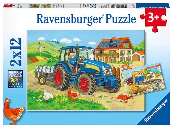 Großes RAVENSBURGER KiGA Puzzle-Set ab 3 Jahre, 6 Puzzles à 2x12 Teile (144 Teile)