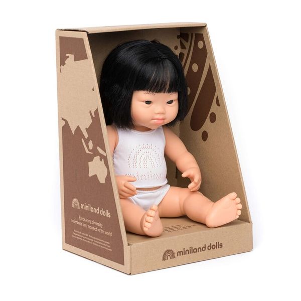 Puppe Mädchen asiatisch mit Downsydrom - 38 cm