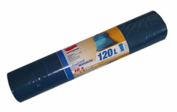 Müllbeutel 120l, blau, mit Zugband, Dicke 40 my, 1x10 Stück