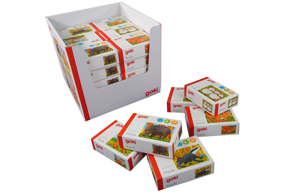 GOKI Minipuzzle Waldtiere, 36 Puzzle, 24 Teile, ab 4 Jahre