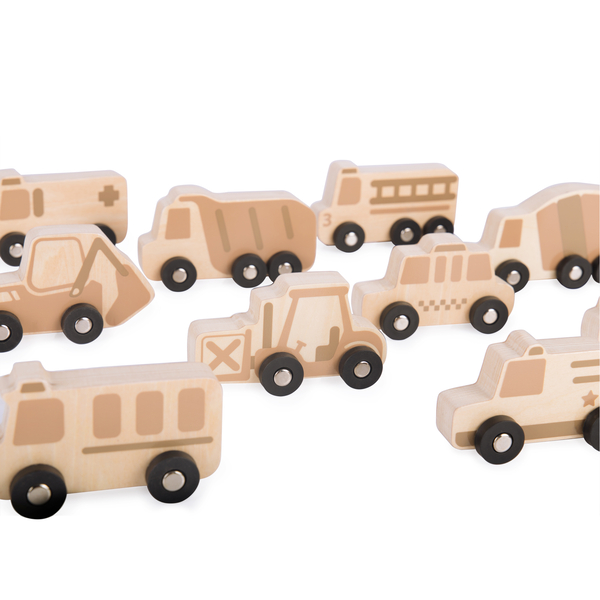 Mini-Holz-Trucks, 10er Set, 10,2 x 3,5 x 6,4 cm, ab 2 Jahre