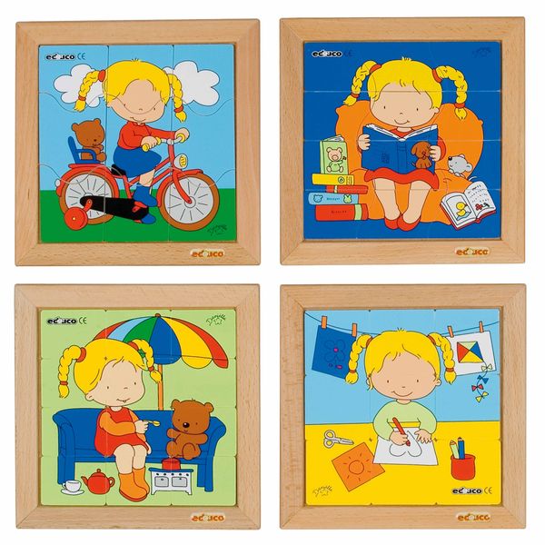 EDUCO Mädchen Puzzle , 4 Puzzle, 9-12 Teile, ab 3 Jahre