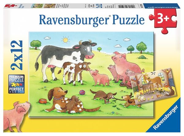 Großes RAVENSBURGER KiGA Puzzle-Set ab 3 Jahre, 6 Puzzles à 2x12 Teile (144 Teile)