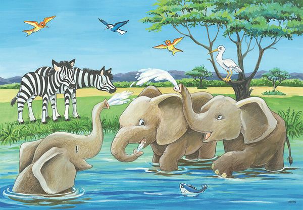 RAVENSBURGER Puzzle Tierkinder aus aller Welt, 2 x 12 Teile, ab 3 Jahre