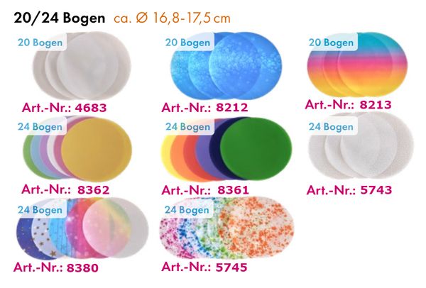 Laternen-Rohlinge rund, Fotokarton, "Pastellfarben sortiert", Ø 22 cm, 5 Stück