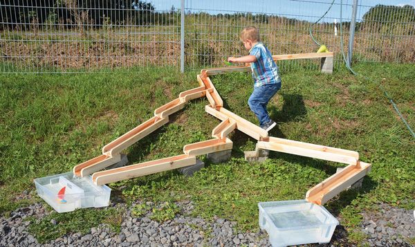 Wasserbahn / Kugelbahn, massives Kiefernholz, 12 Teile, ab 3 Jahre 