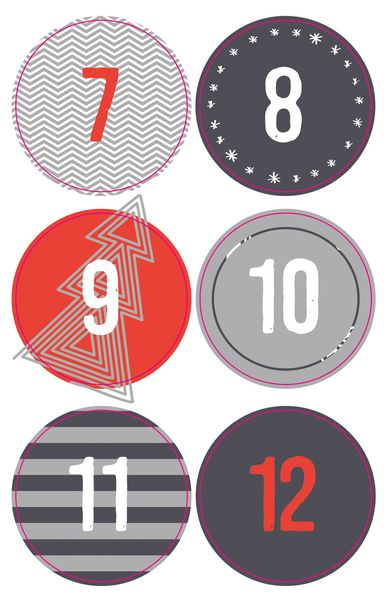 Rund-Sticker-Set für Adventskalender, 3x24 Stück
