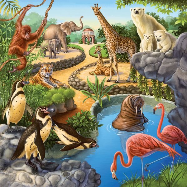 RAVENSBURGER Puzzle Wald-/Zoo-/Haustiere, 3 x 49 Teile, ab 5 Jahre